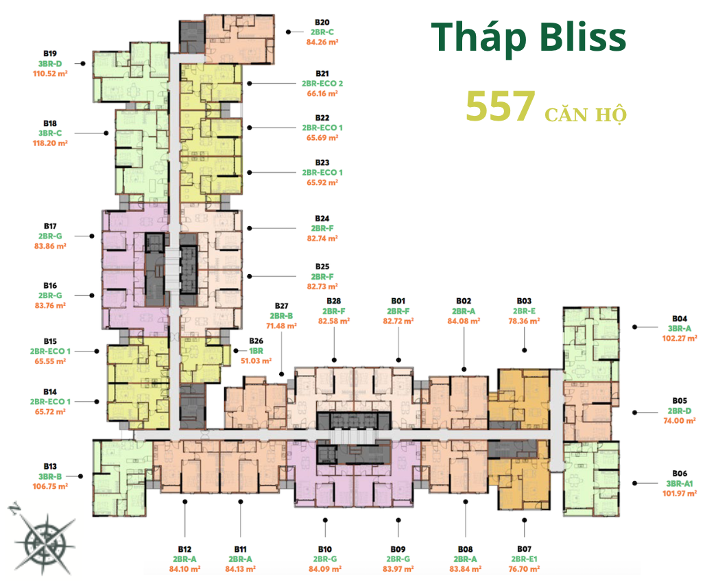 Mặt bằng tháp BLISS
